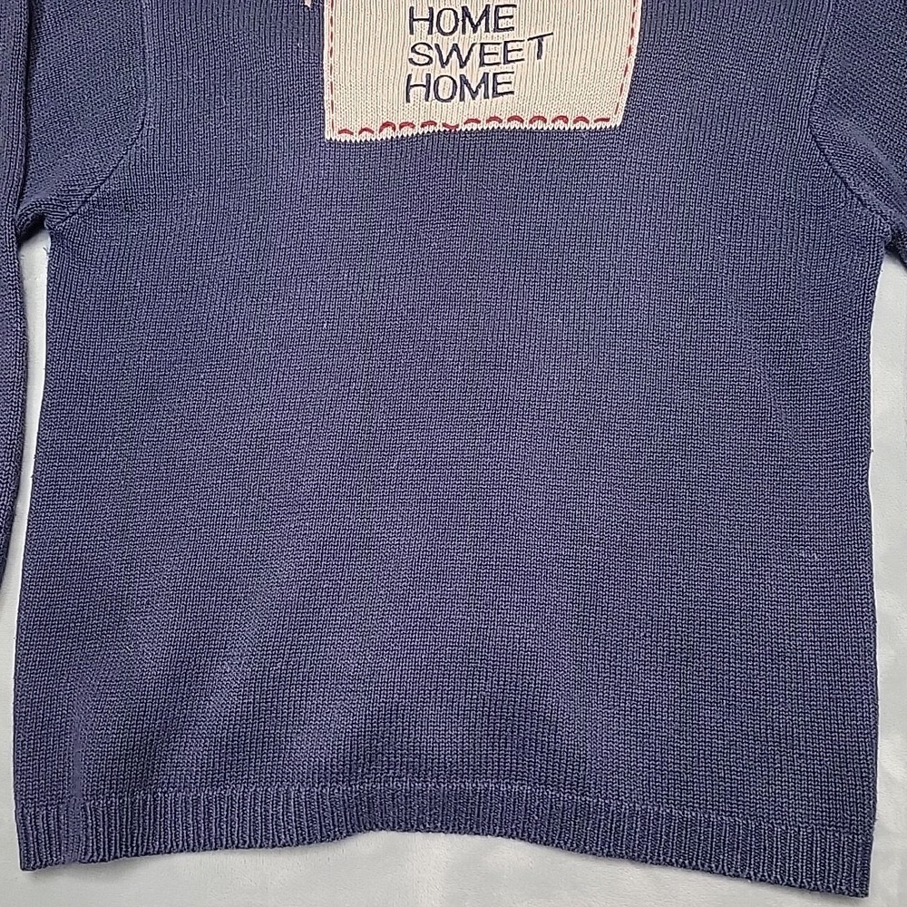 Christopher & Banks Sweater Womens L Blue Cardigan Home Sweet Home House Novelty - Picture 6 of 8